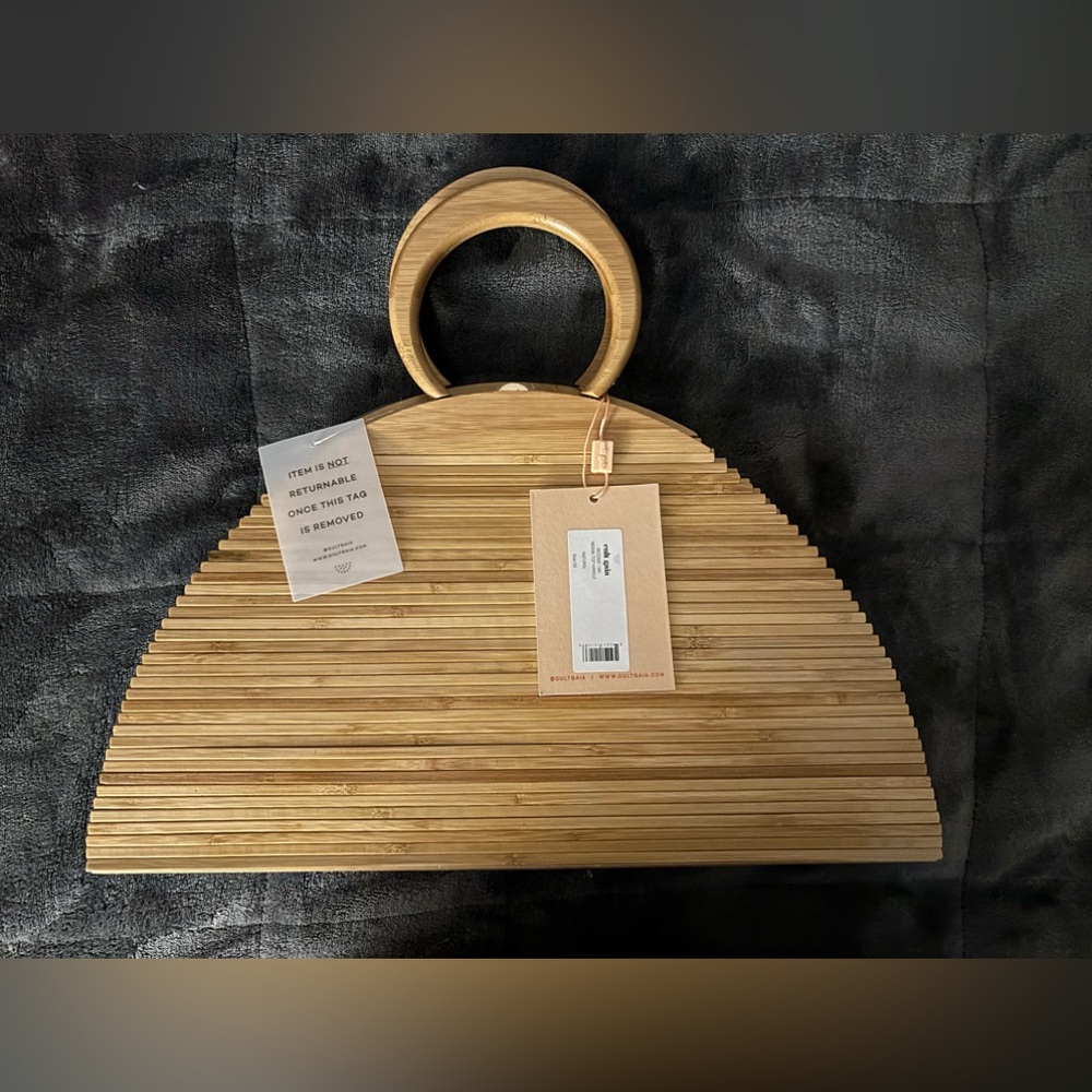Cult Gaia “Neema” Bamboo Natural / Tan top handle bag.